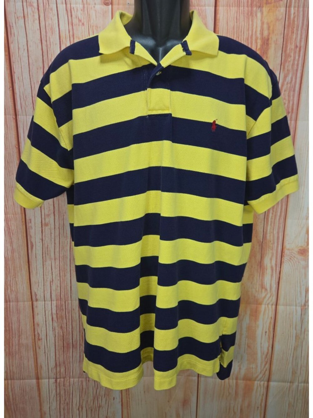 Polo Ralph Lauren Yellow & Navy Striped Polo Size XL